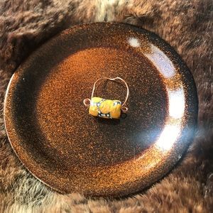 Handmade Yellow and white African glass rings